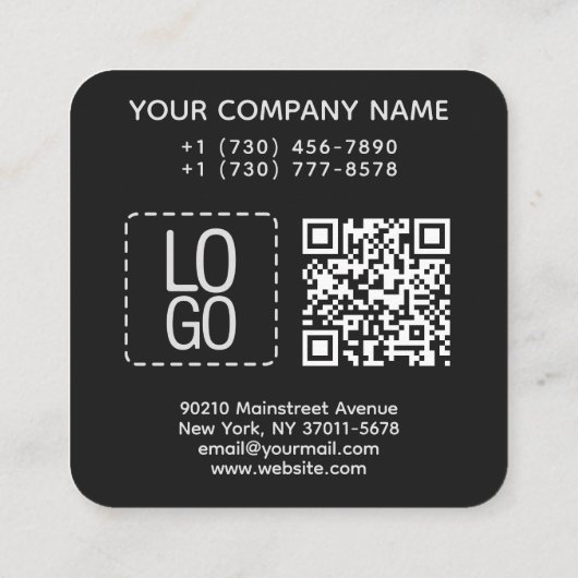 黒のQRコードからロゴカスタムの割合を追加 割引カード (裏面)