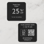 黒のQRコードからロゴカスタムの割合を追加 割引カード (正面/裏面)