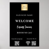黒のQRコード ビジネス ロゴ セミナールームWi-Fi ポスター (正面)