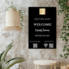黒のQRコード ビジネス ロゴ セミナールームWi-Fi ポスター
