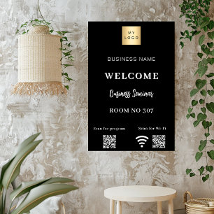 黒のQRコード ビジネス ロゴ セミナールームWi-Fi ポスター