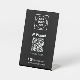 黒のQRコード | PayPal スキャンして支払う ビジネス ロゴ 台座サイン