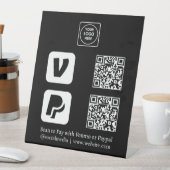黒のQRコード | Venmo & PayPal スキャンして支払うロゴ 台座サイン (インサイチュ)
