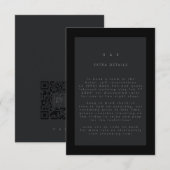 黒のQRコーモダンドに黒の結婚値 出欠カード (正面/裏面)