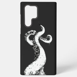黒のSamsung携帯ケースに描かれたタコの触手 Samsung Galaxy S22 Ultraケース