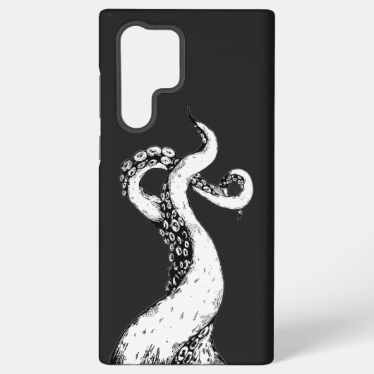 黒のSamsung携帯ケースに描かれたタコの触手 Samsung Galaxyケース (裏面)
