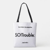 黒のSO!Troubleロゴとタグライン トートバッグ (裏面)