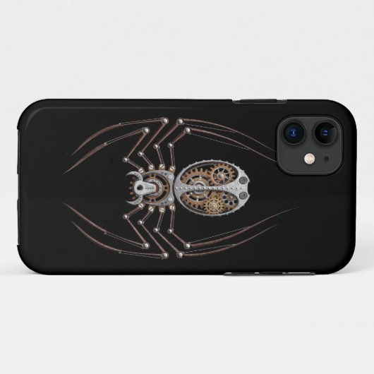 黒のSteampunkのくも Case-Mate iPhoneケース (裏面(横))
