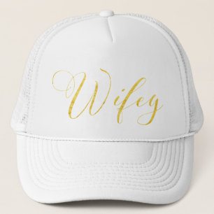 黒のSWILRINGの金ゴールドの原稿WIFEY キャップ