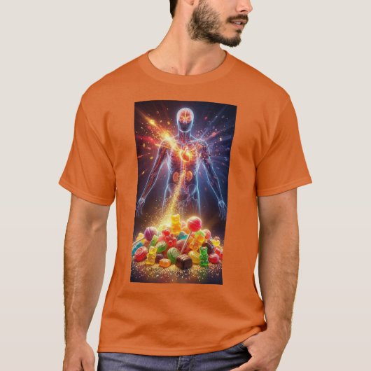 黒のTシャツ 長袖と人間の体 Tシャツ (正面)