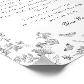 黒のToile de Jouy言わない赤ちゃんシャワーゲーム ポスター (角)