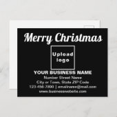 黒はがき上のビジネスのクリスマスグリーティング ポストカード (正面/裏面)