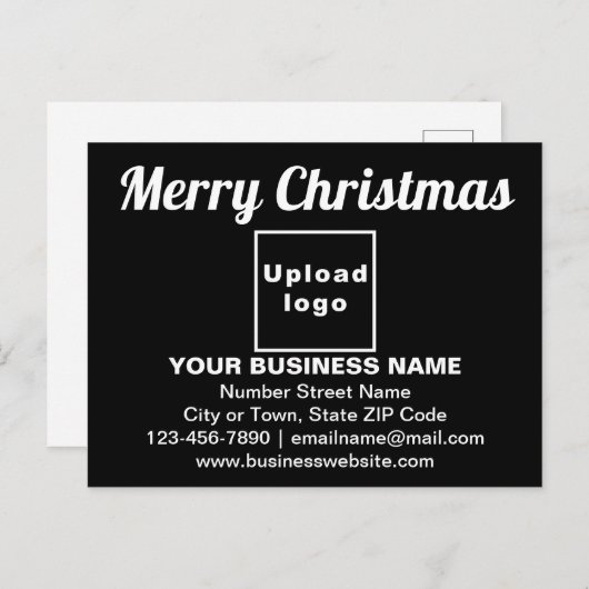 黒はがき上のビジネスのクリスマスグリーティング ポストカード (正面/裏面)
