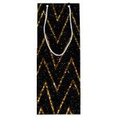 黒はっきりしたきらめく金ゴールド山パーティー包装 ワインギフトバッグ (裏面)