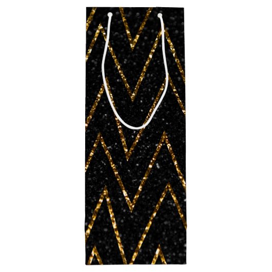 黒はっきりしたきらめく金ゴールド山パーティー包装 ワインギフトバッグ (裏面)