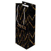 黒はっきりしたきらめく金ゴールド山パーティー包装 ワインギフトバッグ (正面アングル)