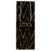 黒はっきりしたきらめく金ゴールド山パーティー包装 ワインギフトバッグ (正面)