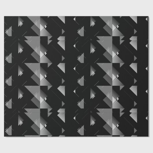 黒はっきりしたとグレーの三角形パタモダンーン、エッジ ラッピングペーパー (フラット)