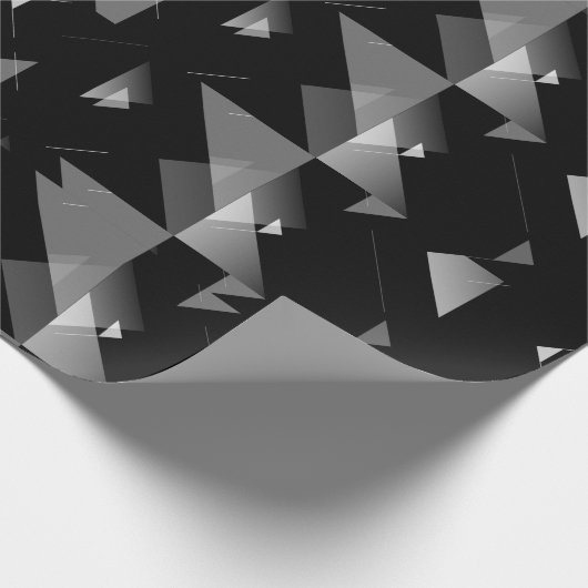 黒はっきりしたとグレーの三角形パタモダンーン、エッジ ラッピングペーパー (角)