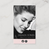 黒はっきりしたとピンクのソーシャルメディア写真 名刺 (正面)
