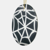 黒はっきりしたと白のクモの巣の幾何学的パターン セラミックオーナメント (左)