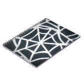 黒はっきりしたと白のクモの巣の幾何学的パターン ノートブック (左側)