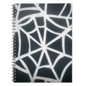 黒はっきりしたと白のクモの巣の幾何学的パターン ノートブック (正面)