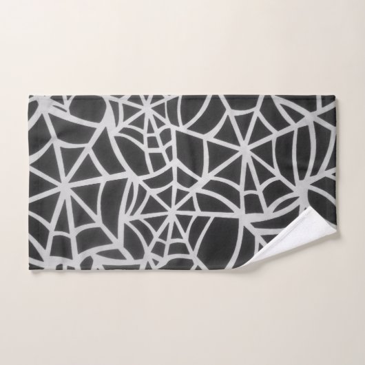 黒はっきりしたと白のクモの巣の幾何学的パターン バスタオルセット (ハンドタオル)