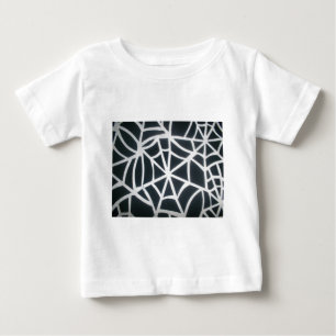 黒はっきりしたと白のクモの巣の幾何学的パターン ベビーTシャツ