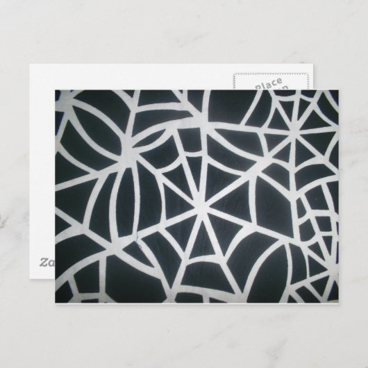 黒はっきりしたと白のクモの巣の幾何学的パターン ポストカード (正面/裏面)
