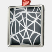 黒はっきりしたと白のクモの巣の幾何学的パターン メタルオーナメント (左)