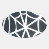 黒はっきりしたと白のクモの巣の幾何学的パターン 楕円形シール (正面)