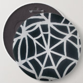 黒はっきりしたと白のクモの巣の幾何学的パターン 缶バッジ (正面&裏面)