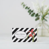 黒はっきりしたと白のストライプ赤アマリリスの花 名刺 (スタンド正面)