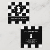 黒はっきりしたと白のチェスの騎士 スクエア名刺 (正面/裏面)