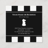 黒はっきりしたと白のチェスの騎士 スクエア名刺 (裏面)