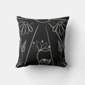 黒はっきりしたと白のデイジーと太陽 クッション (裏面)