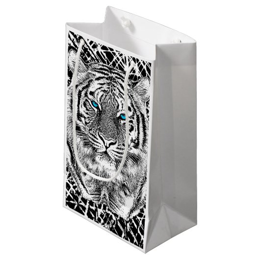 黒はっきりしたと白のブルーアイタイガー スモールペーパーバッグ (正面アングル)