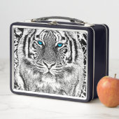 黒はっきりしたと白のブルーアイタイガー メタルランチボックス (インサイチュ)