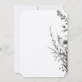 黒はっきりしたと白のワイルドフラワー 招待状 (裏面)