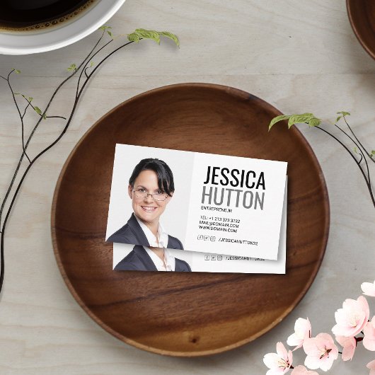 黒はっきりしたと白の個人写真 名刺