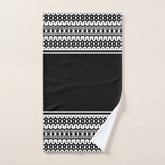 黒はっきりしたと白の抽象芸術パタストライプのーン バスタオルセット (ハンドタオル)