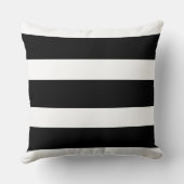 黒はっきりしたと白の水平のストライプハロウィン クッション (裏面)