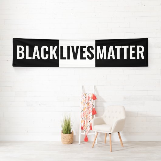 黒はっきりしたと白の黒の生命物質 横断幕 (インサイチュ)