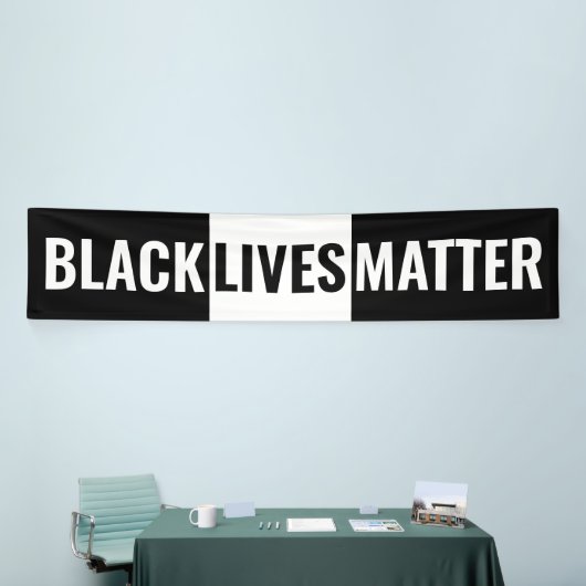 黒はっきりしたと白の黒の生命物質 横断幕 (トレードショー)