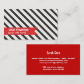 黒はっきりしたと白ストライプののリボン 名刺 (正面/裏面)