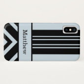 黒はっきりしたと薄いグレーのストライプ – あなたの名前 Case-Mate iPhoneケース (裏面(横))