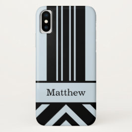 黒はっきりしたと薄いグレーのストライプ – あなたの名前 Case-Mate iPhone 14ケース