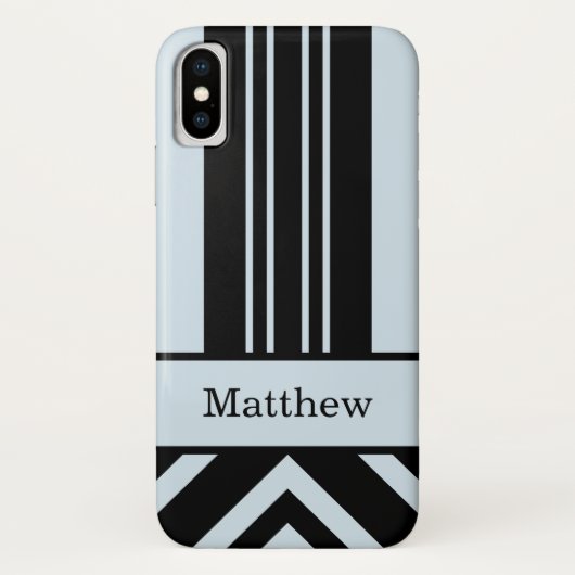 黒はっきりしたと薄いグレーのストライプ – あなたの名前 Case-Mate iPhoneケース (裏面)