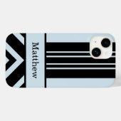 黒はっきりしたと薄いグレーのストライプ – あなたの名前 Case-Mate iPhoneケース (裏面 (横))